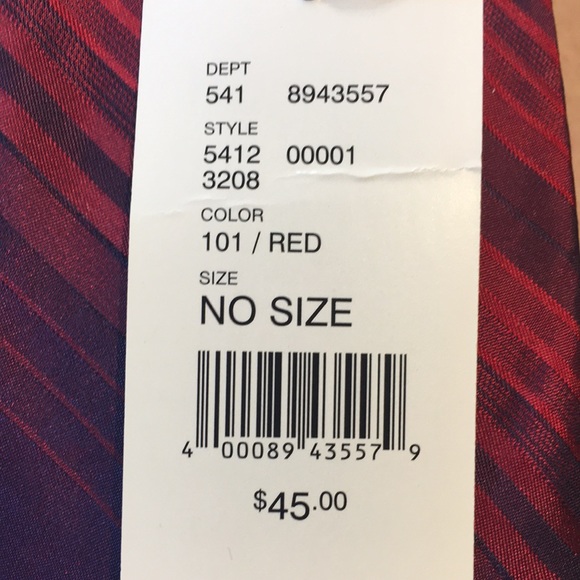 Bellissimo red with deep purple diagonal striped, 100% silk tie. NWT - Picture 10 of 10